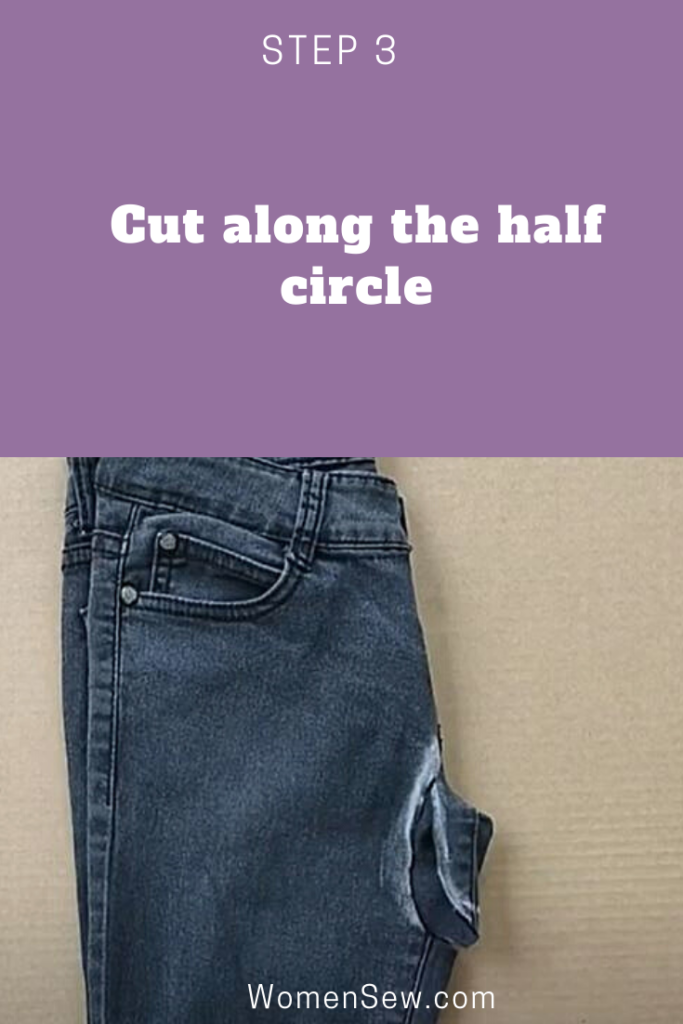 how to make  low waist jeans to high waist jeans step 3