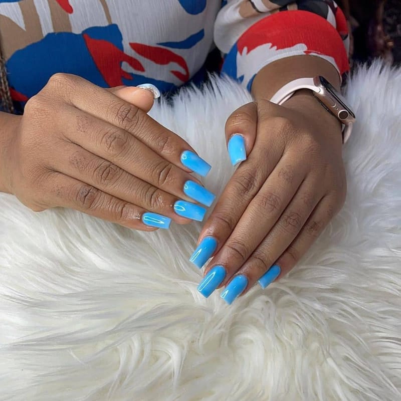 Short Blue Acrylic Nail Designs