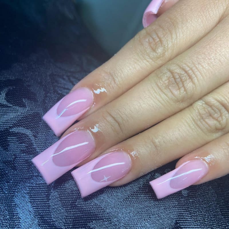 Short Pink Acrylic Nail Designs 