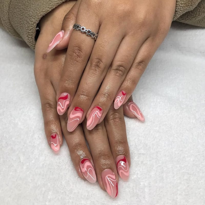 Short Pink Acrylic Nail Designs 