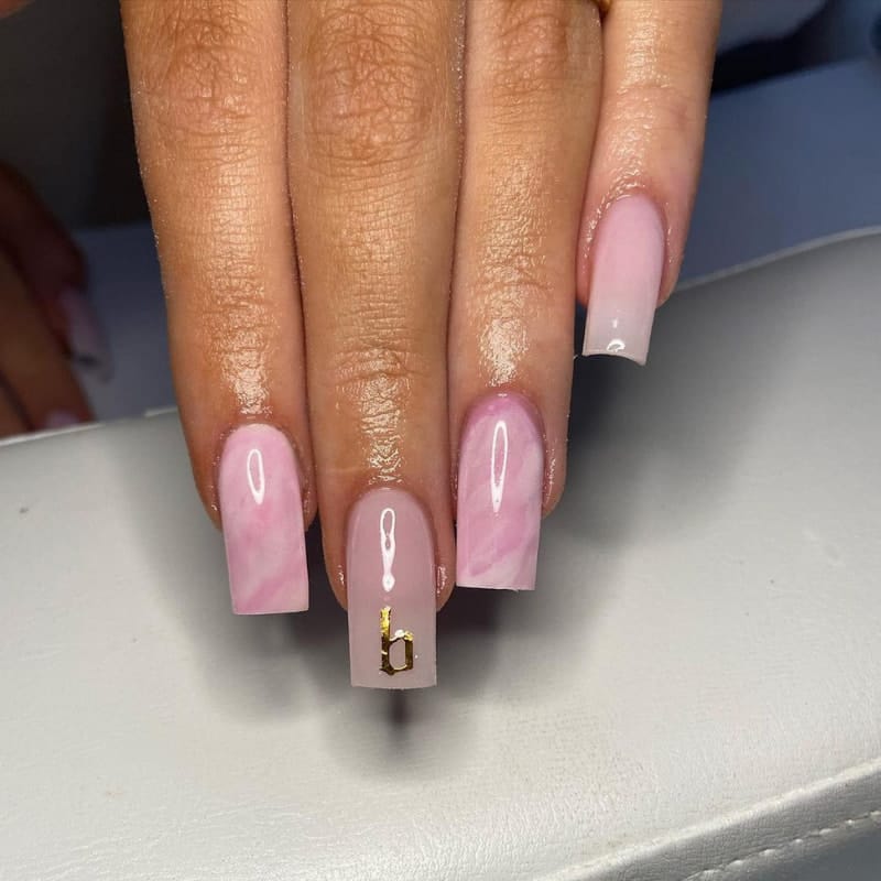 Short Pink Acrylic Nail Designs 