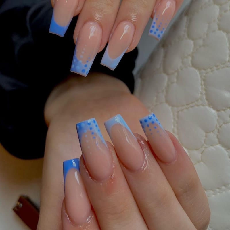 Short Blue Acrylic Nail Designs