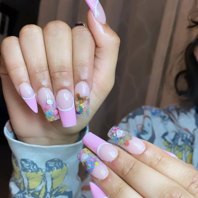 Short Pink Acrylic Nail Designs 