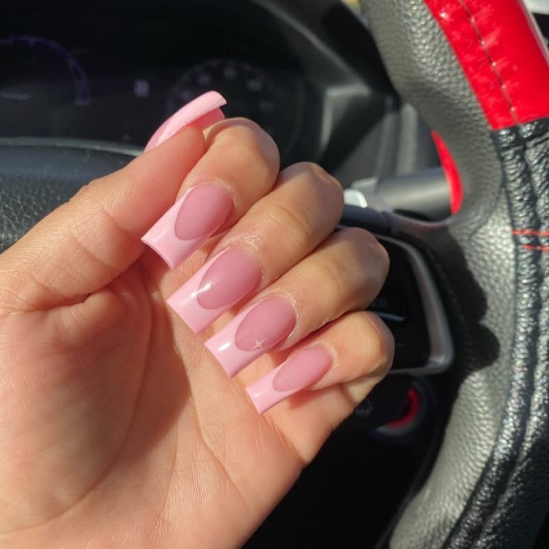 Short Pink Acrylic Nail Designs 