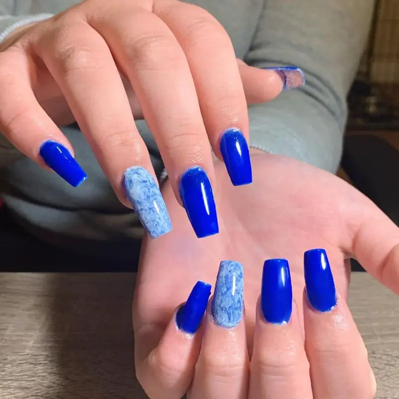 Short Blue Acrylic Nail Designs