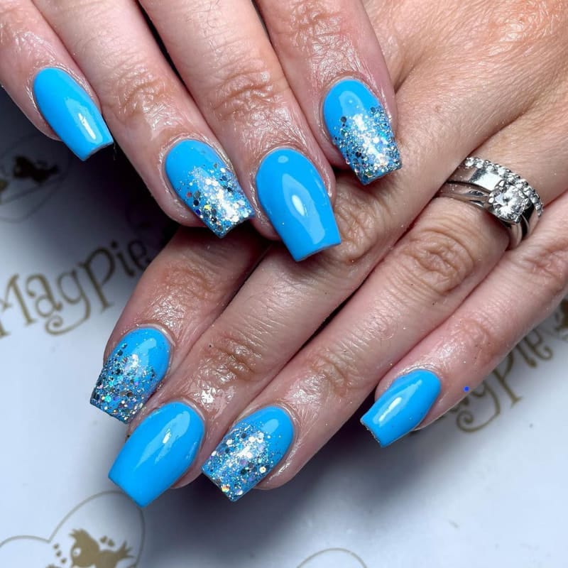 Short Blue Acrylic Nail Designs