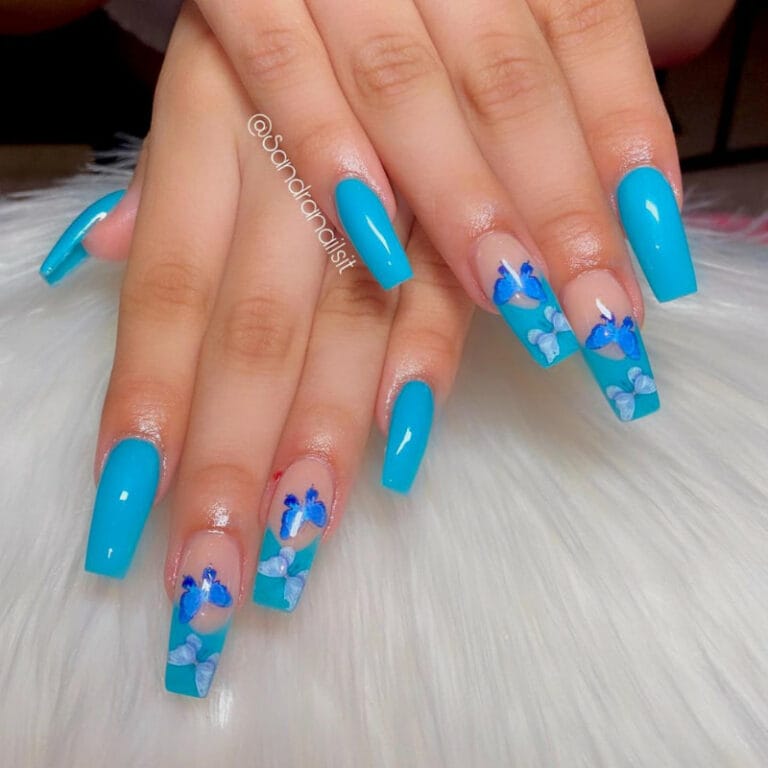 Short Blue Acrylic Nail Designs For Any Season - WomenSew