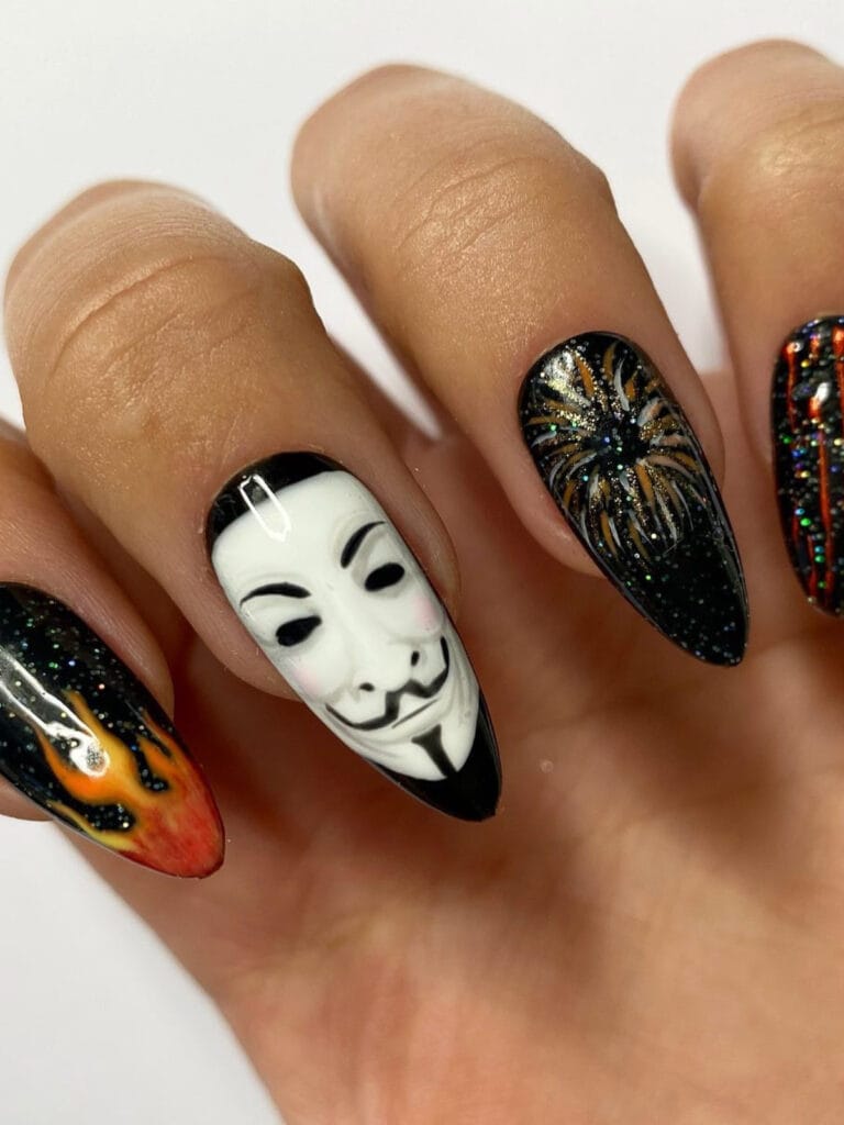 fireworks nail art