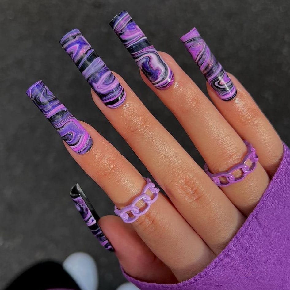 Purple Coffin Nails