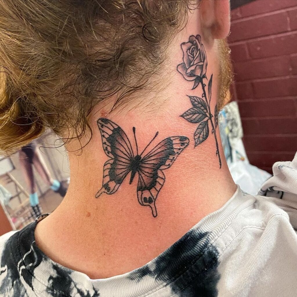 Butterfly Neck Tattoo