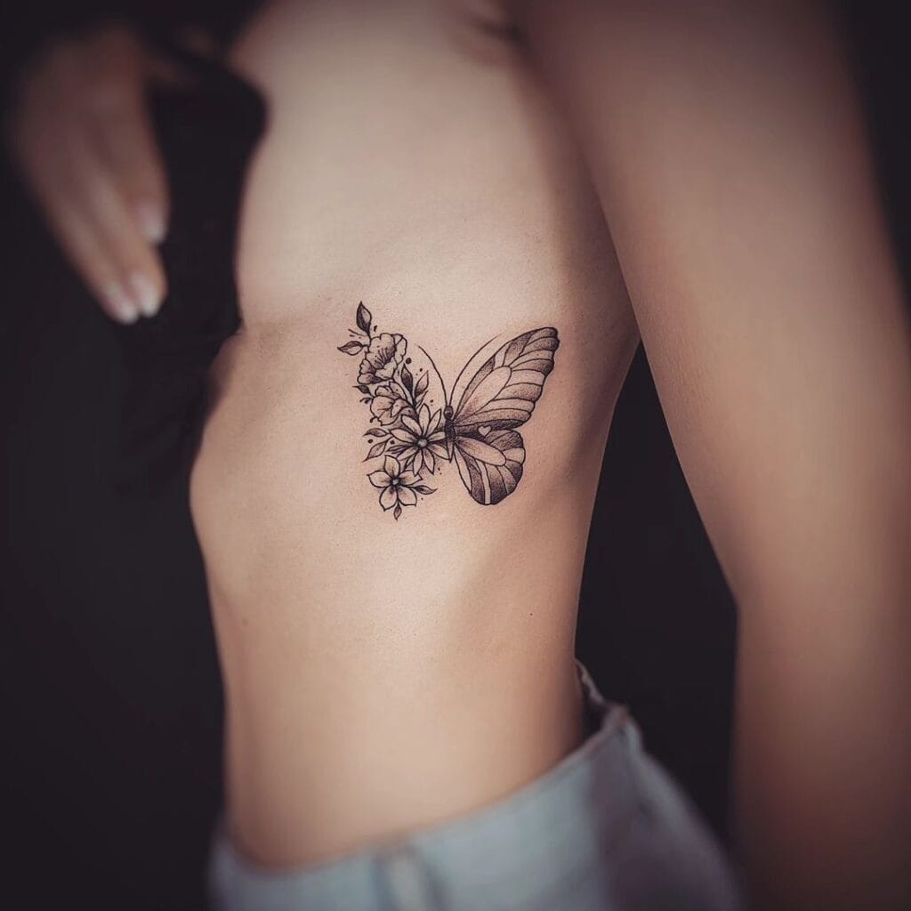 Flower and Butterfly Tattoo