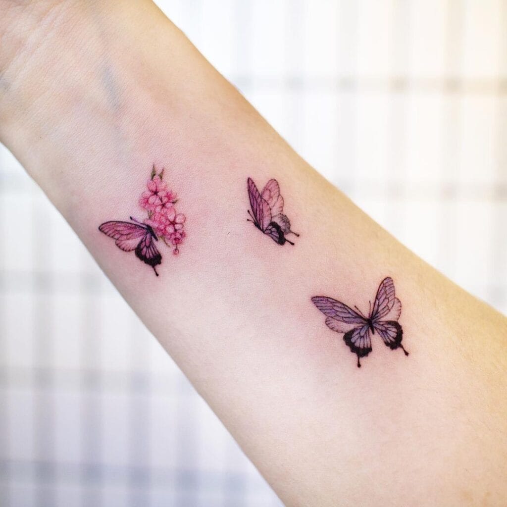 Flower and Butterfly Tattoo