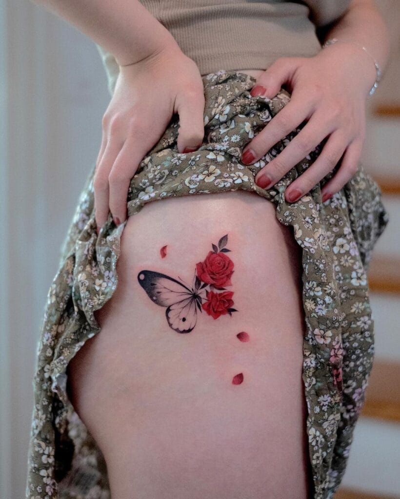 Flower and Butterfly Tattoo