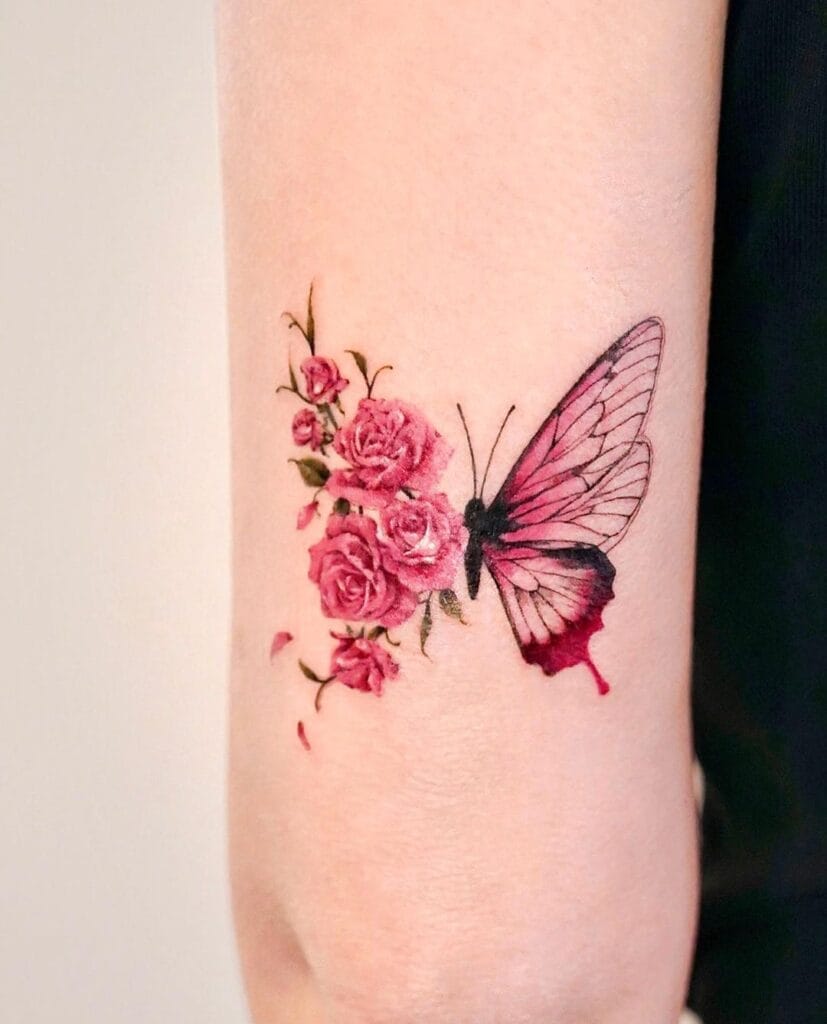 Flower and Butterfly Tattoo