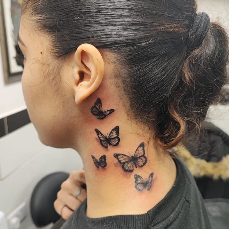 Butterfly Neck Tattoo