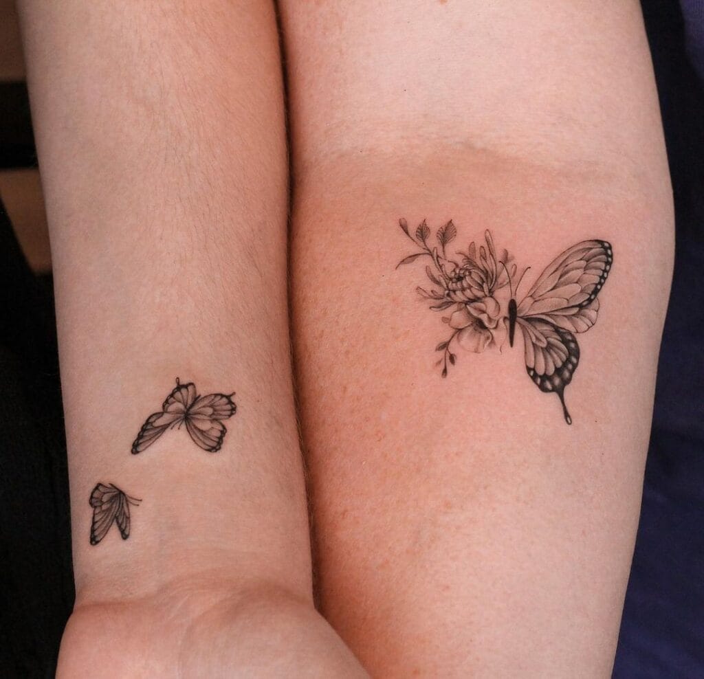 Flower and Butterfly Tattoo