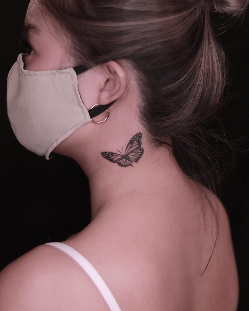 Butterfly Neck Tattoo
