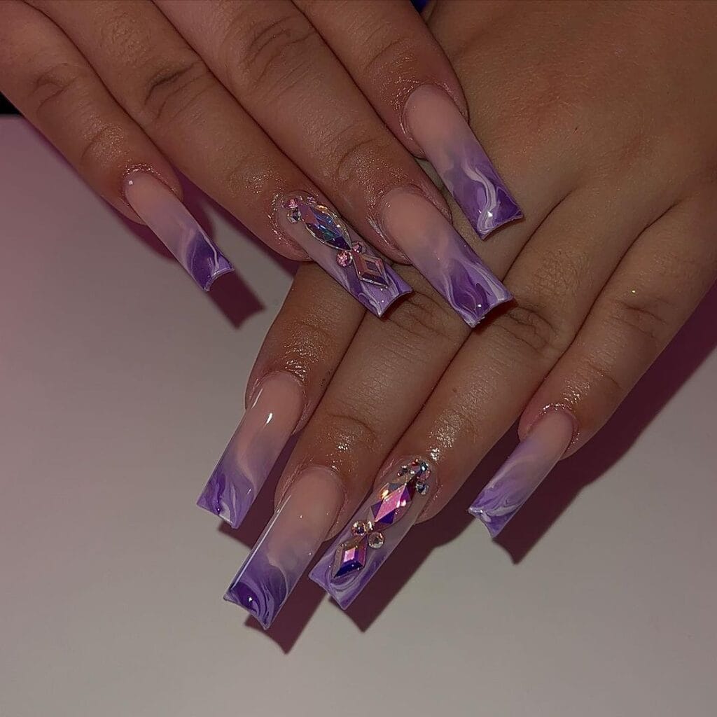 Purple Coffin Nail