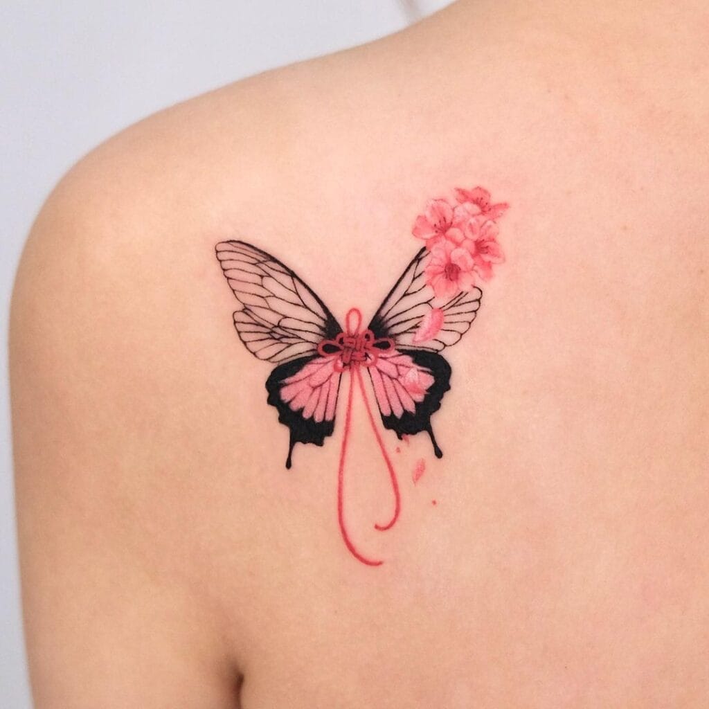 Flower and Butterfly Tattoo