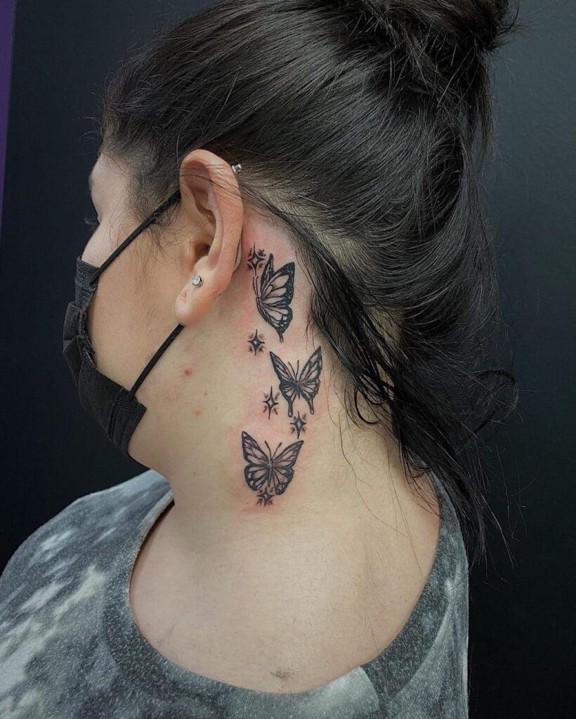 Butterfly Neck Tattoo