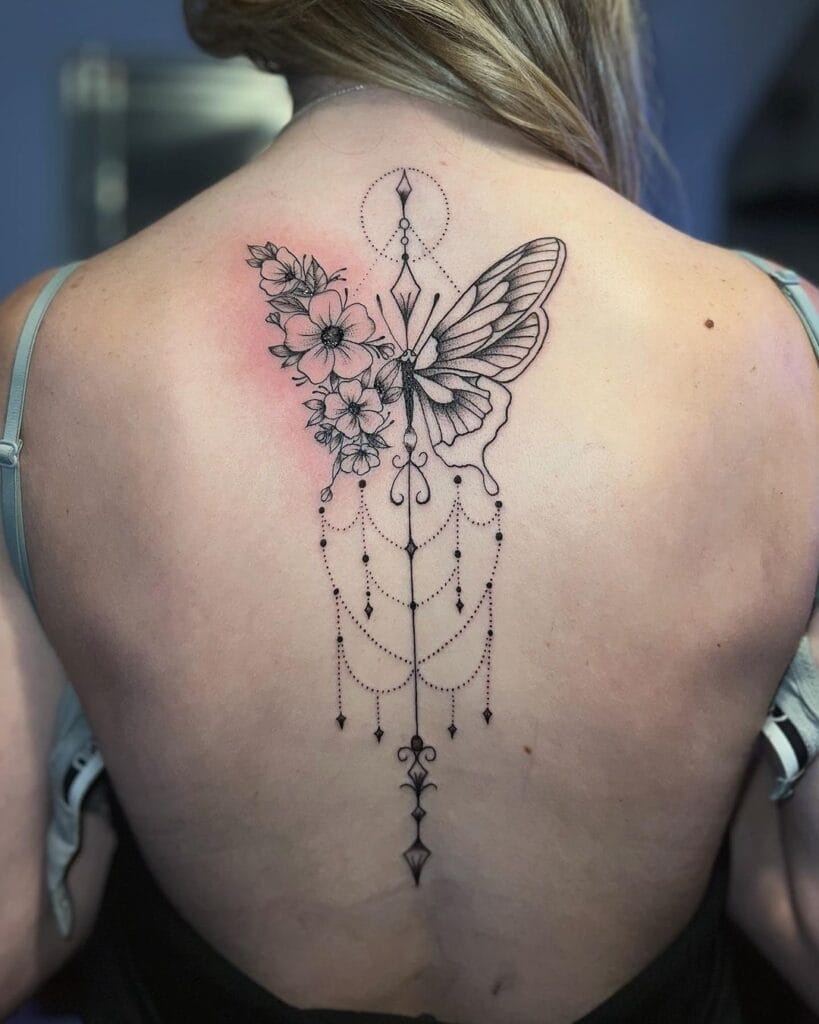 Flower and Butterfly Tattoo