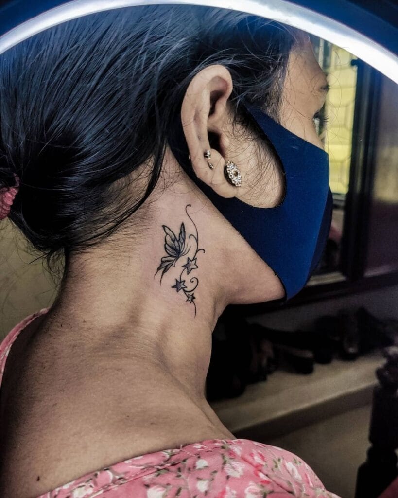 Butterfly Neck Tattoo