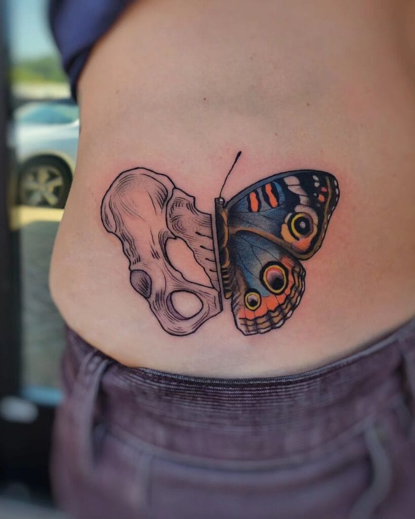 Hip Butterfly Tattoo