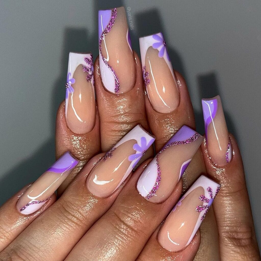 Purple Coffin Nail