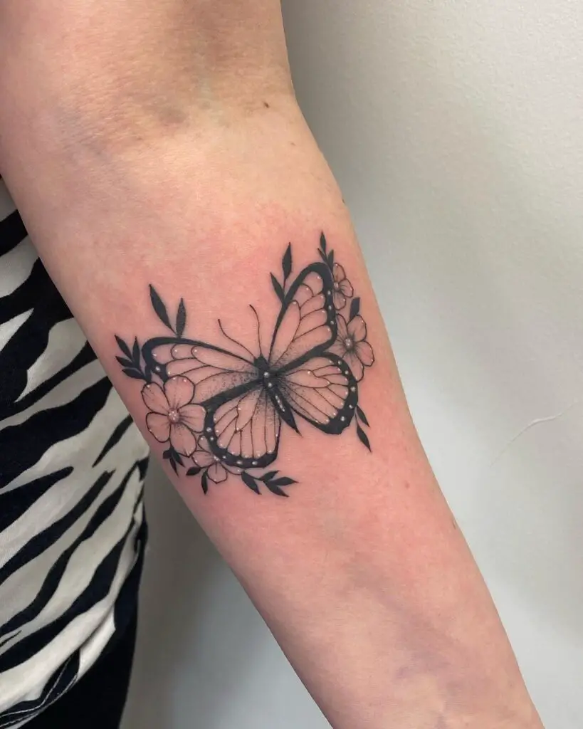 Flower and Butterfly Tattoo