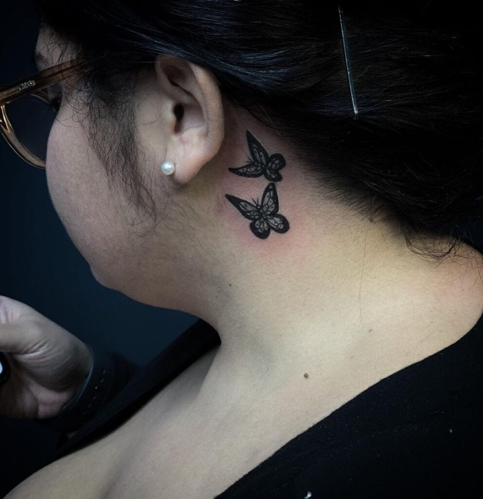 Butterfly Neck Tattoo