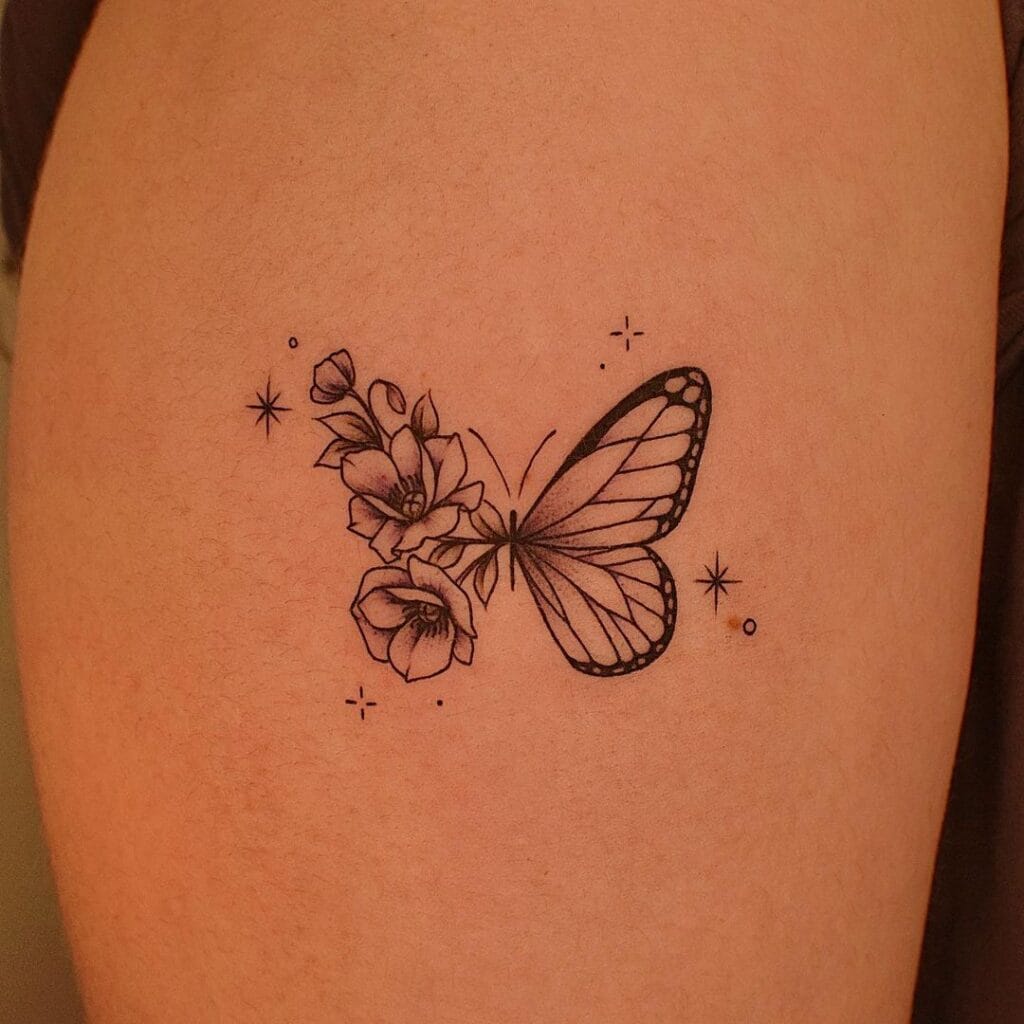 Flower and Butterfly Tattoo