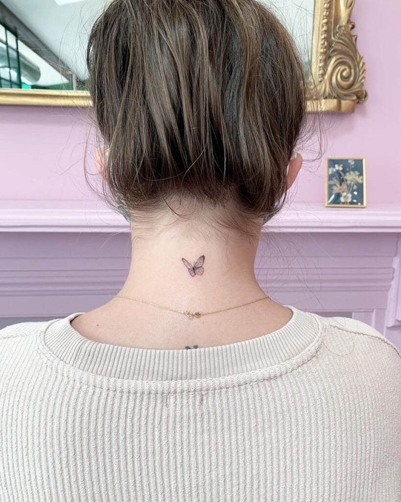 Butterfly Neck Tattoo