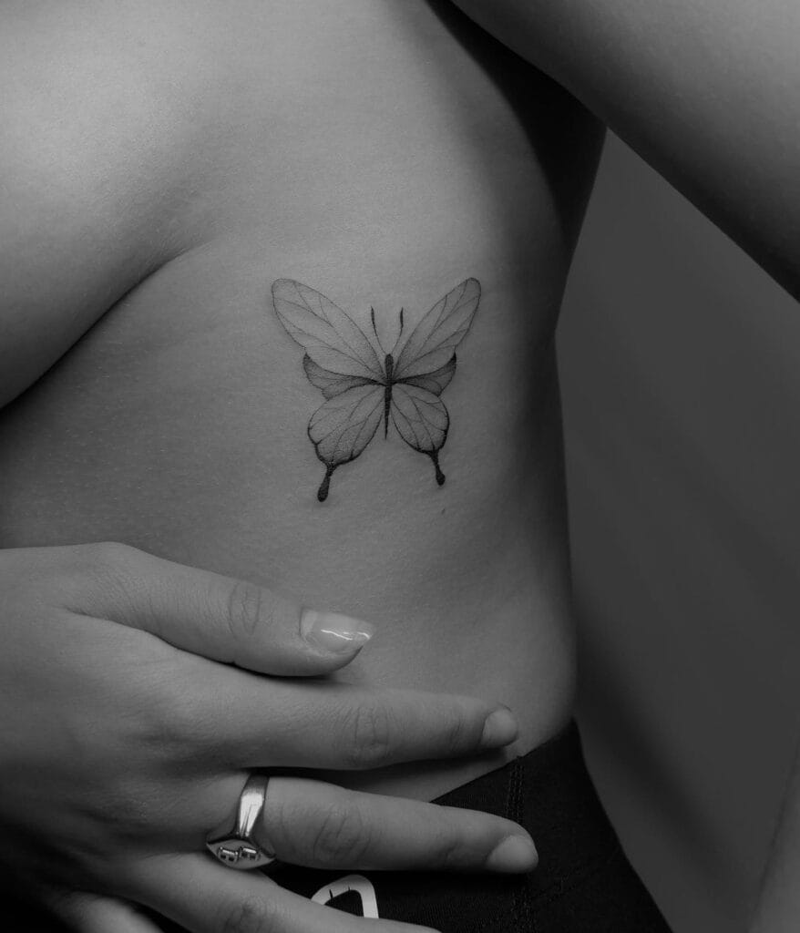 Hip Butterfly Tattoo