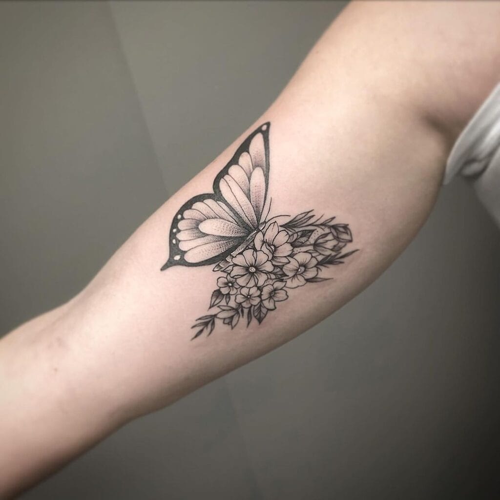 Flower and Butterfly Tattoo