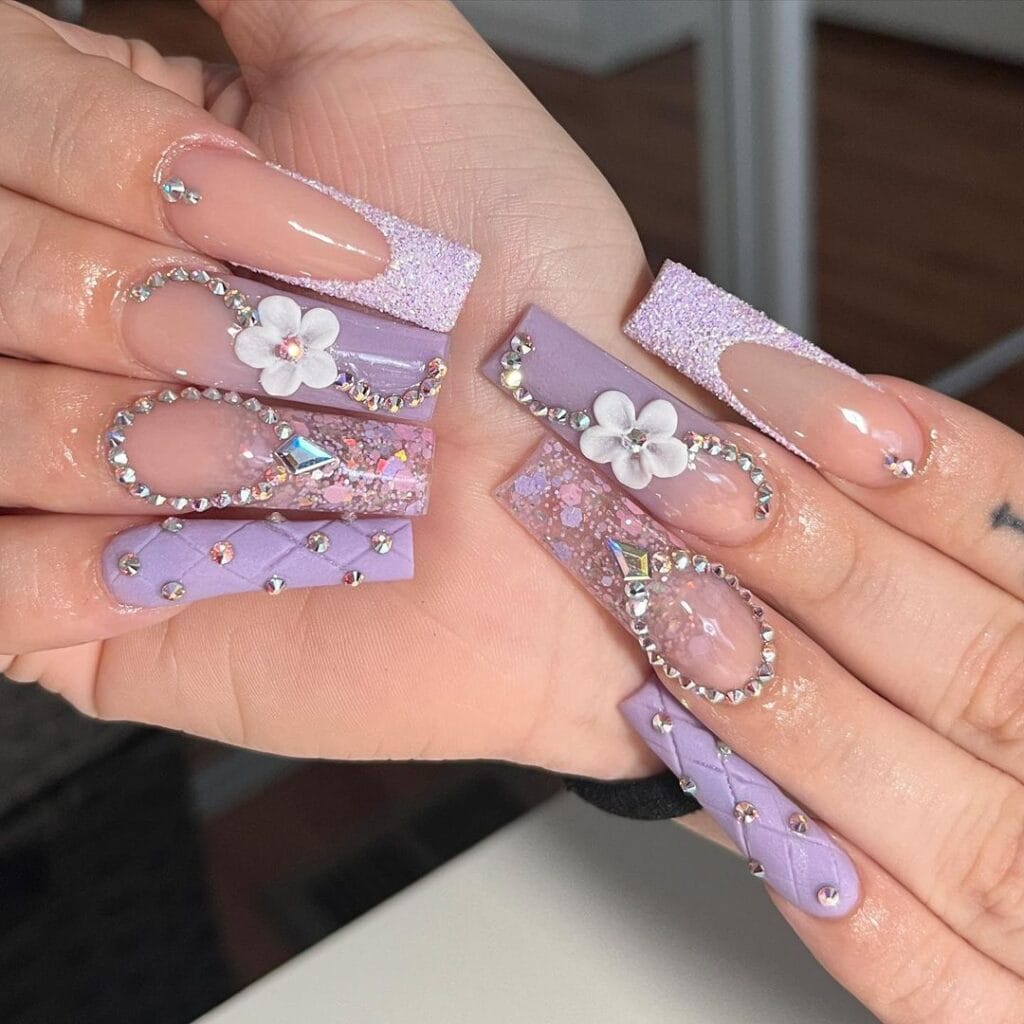 Purple Coffin Nail