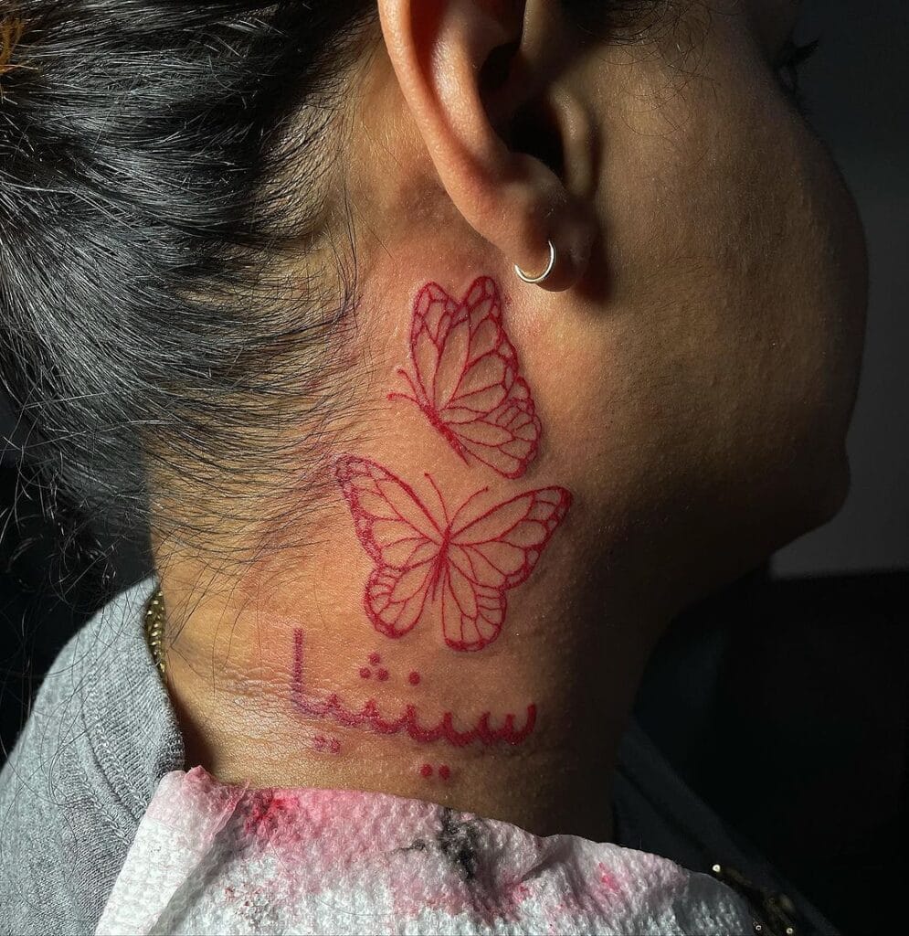 Butterfly Neck Tattoo