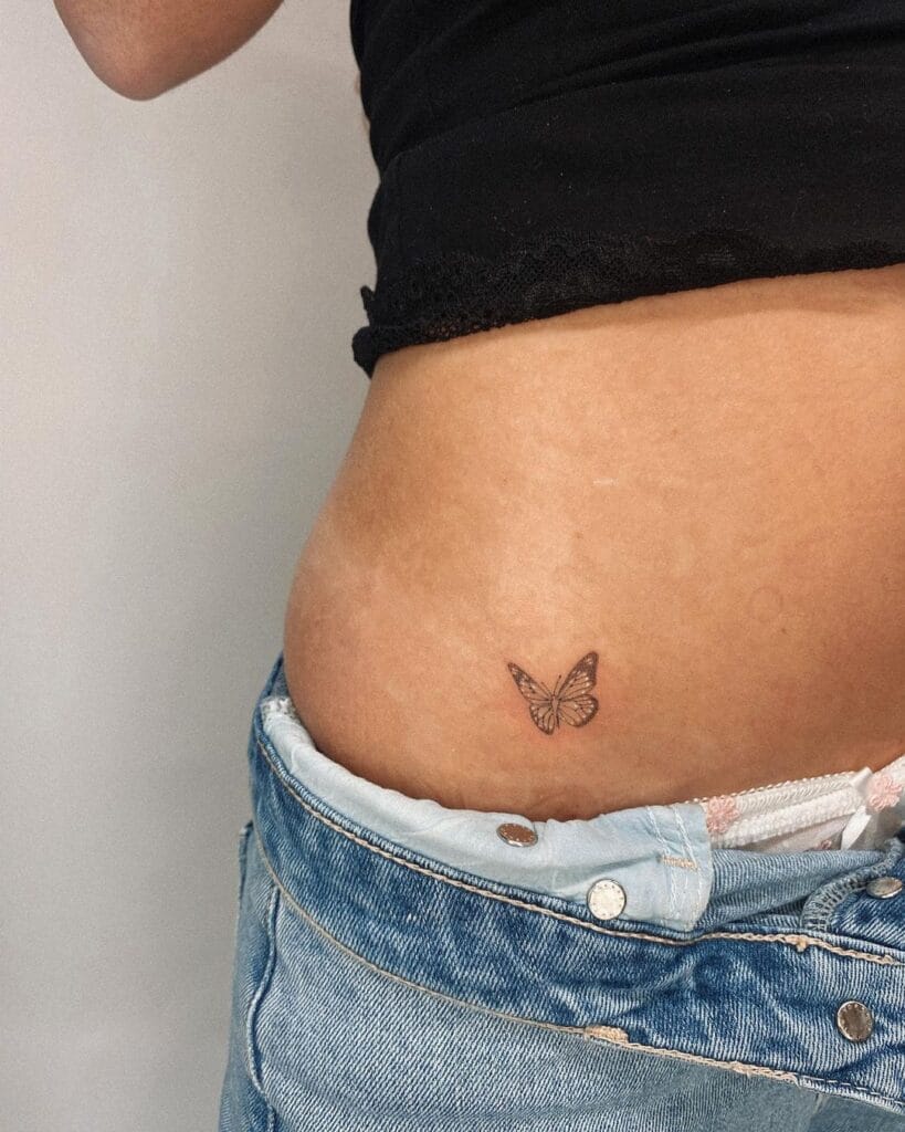 Hip Butterfly Tattoo